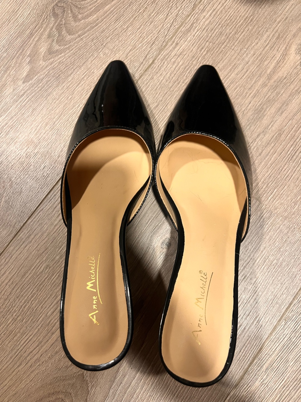 Anne Michelle Black Patent Pointed-Toe Heels - Worn Once